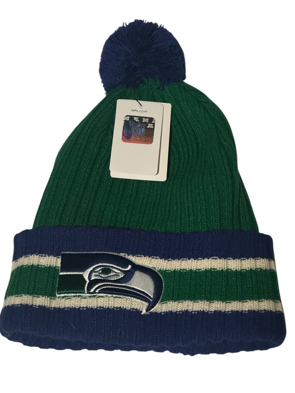 Seattle Seahawks Pom Beanie - Green & Navy NWT